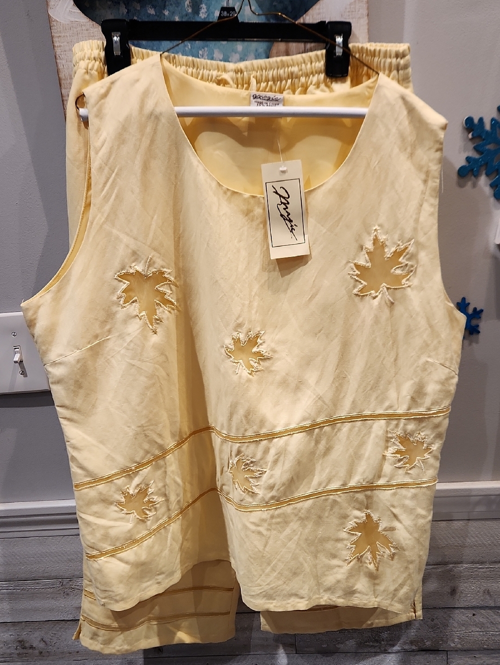 NWT Vtg. Magic Women's Sz 3X 2pc Outfit Leaf Pattern On Top